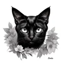 It is a ** black cat* - penetrating eyes - slender and agile body - enigmatic expression2. ** Personality and Simbo tattoo design idea