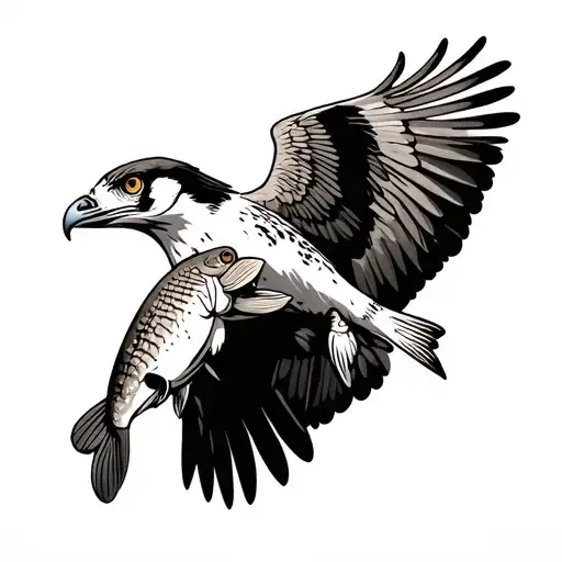 osprey holding speckled trout  tattoo design idea