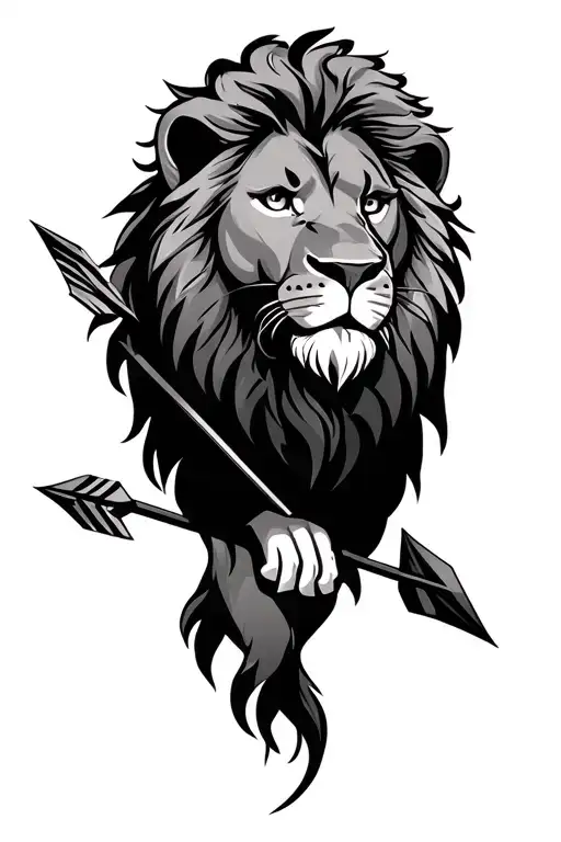 lion with arrow tattoo design idea