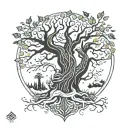 raaba in yggdrasil tree tattoo design idea