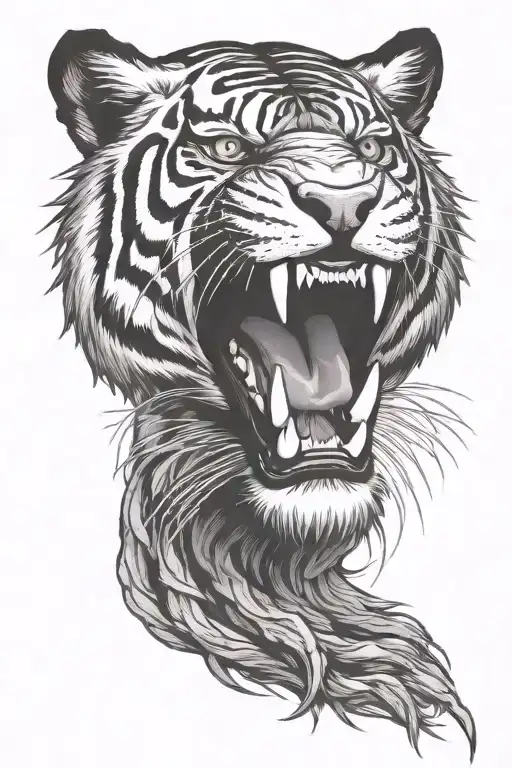 growling tiger face front facing tattoo design idea