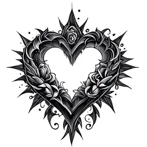 A N M used to make a heart shape tattoo design idea