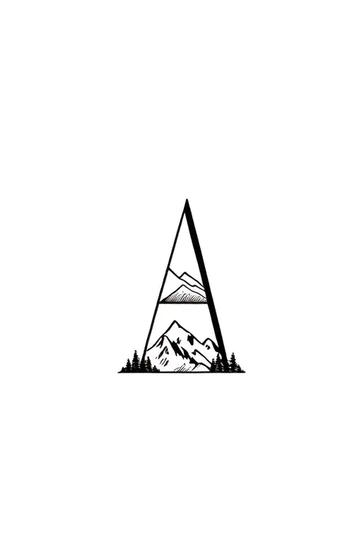 mountains and use the letter A tattoo design idea