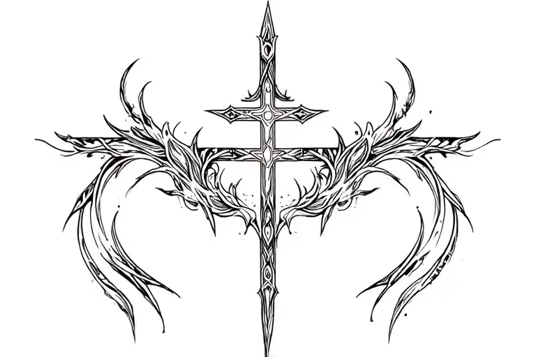 detailed neo tribal christian style tattoo design idea