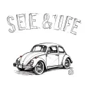 Volkswagen Beetle car coffee tattoo design idea