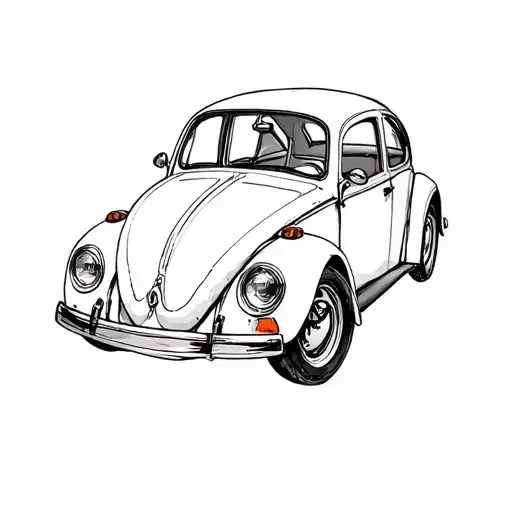 Volkswagen Beetle car coffee tattoo design idea
