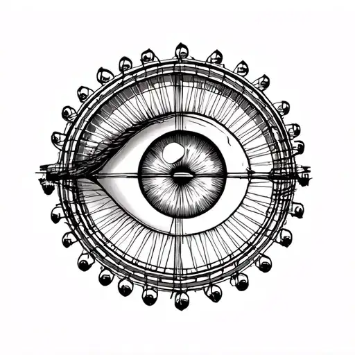 london eye post stamp fine line tattoo design idea