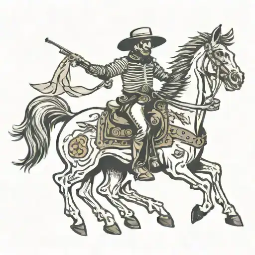 skeleton cowboy riding a horse tattoo design idea
