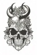 skull with horns tattoo design idea
