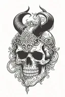 skull with horns tattoo design idea