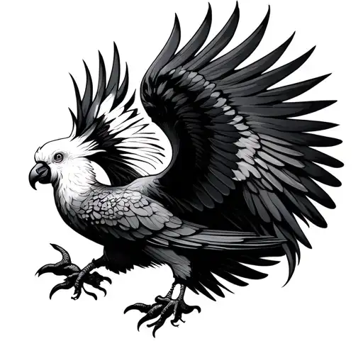 Phoenix and cockatoo flying tattoo design idea