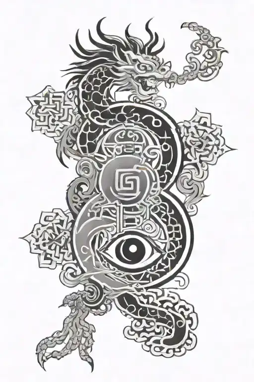 Japanese symbols transformation resistance and intelligence tattoo design idea