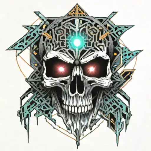 skull time death angel tattoo design idea