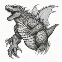 Godzilla swimming tattoo design idea