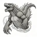 Godzilla swimming tattoo design idea
