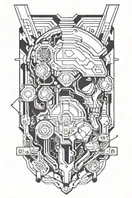 Incorporate elements of futuristic technology like cyborgs or holograms into a sci-fi themed tattoo design tattoo design idea