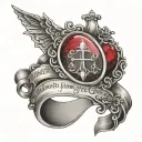  amazing grace lyrics and red Ruby ring  tattoo design idea