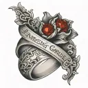  amazing grace lyrics and red Ruby ring  tattoo design idea