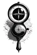 Some dot lines ,travaling , small compass, mysterious magnifying glass , air plane , map tattoo design idea