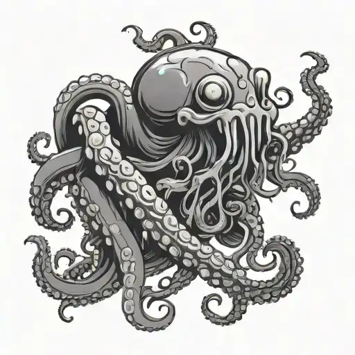 cartoon  kraken tentacles tattoo design idea