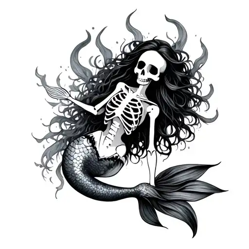 Skeleton Mermaid tattoo design idea