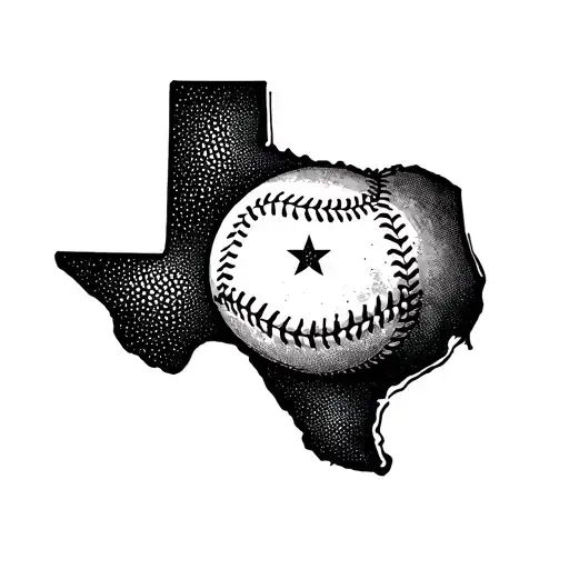 A dotwork design of a baseball diamond with the state of Texas as the outfield tattoo design idea