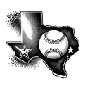 A dotwork design of a baseball diamond with the state of Texas as the outfield tattoo design idea