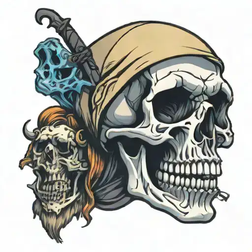 skull and shadow tattoo design idea