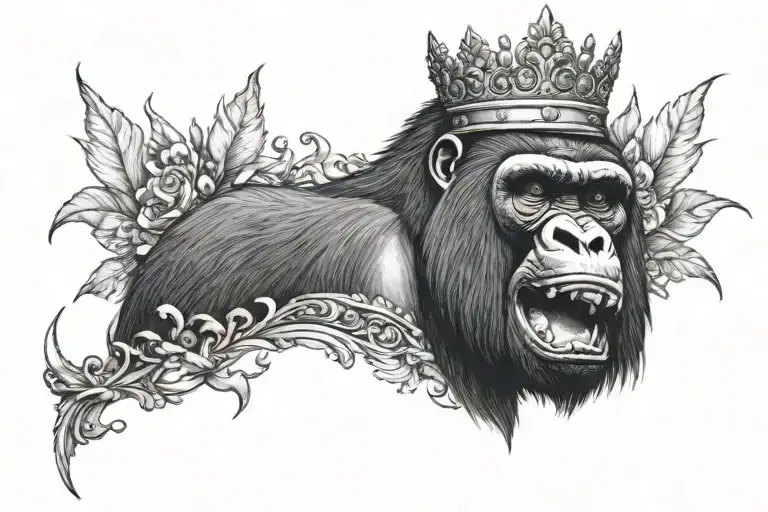 Gorilla with Crown black African tattoo design idea