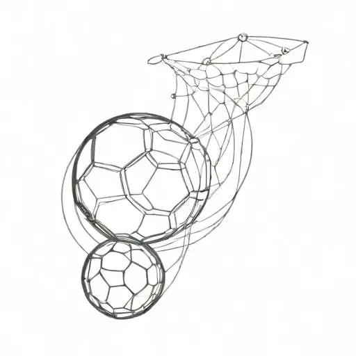 A minimalist tattoo design featuring a soccer ball and a handball, symbolizing your love for both futbol and balonmano tattoo design idea