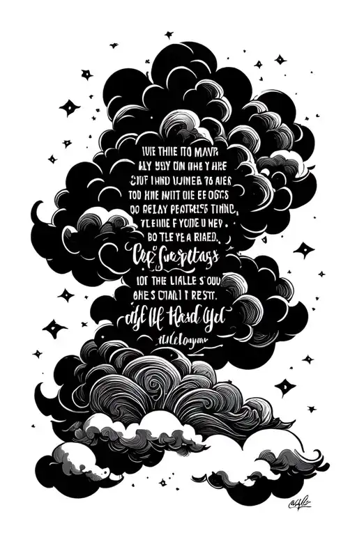quarter sleeve of a clouds and a Bible verse  tattoo design idea
