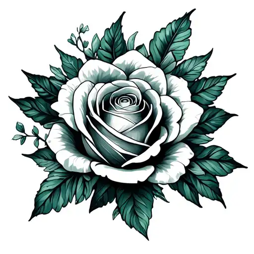 floral jade, rose and raine tattoo design idea