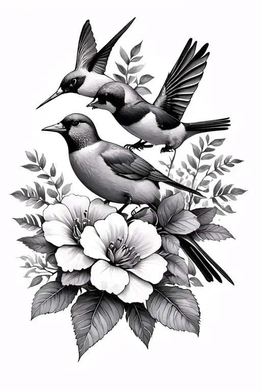 flowers, hummingbirds, cardinals, ducks, john deere outdoors tattoo design idea