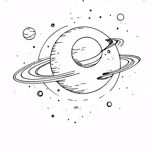 space surrounded by planets tattoo design idea