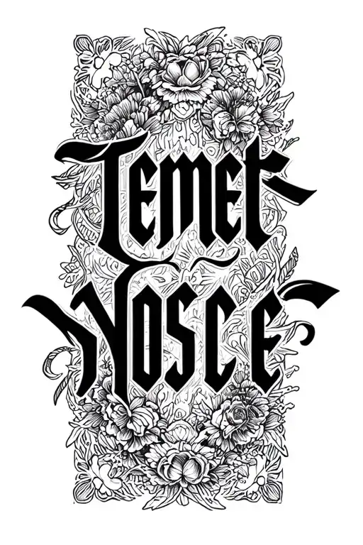 the word temet nosce  in cursive font skinny letters tattoo design idea