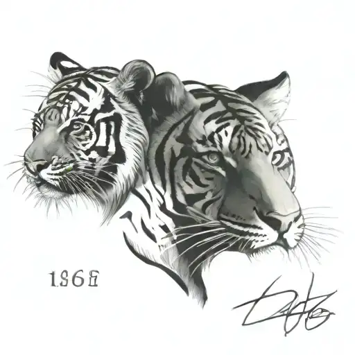 tiger face tattoo with the date 10-16-16 tattoo design idea