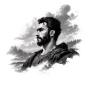 Generate a sketch. Design a quarter sleeve tattoo for a man. I want harsh shading, sharp constilations, soft nice sky ba tattoo design idea