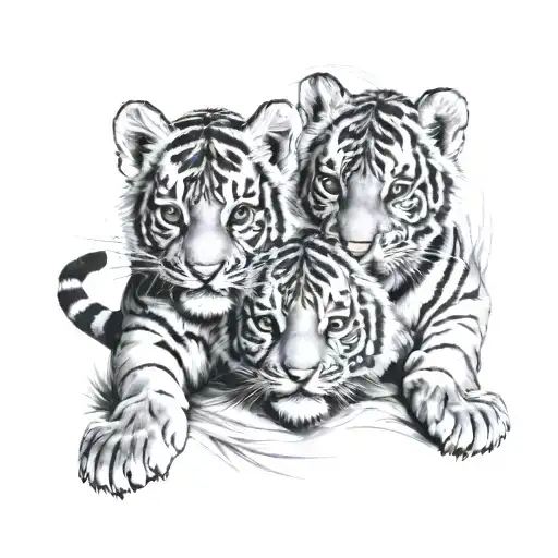 3 Tiger Cubs tattoo design idea