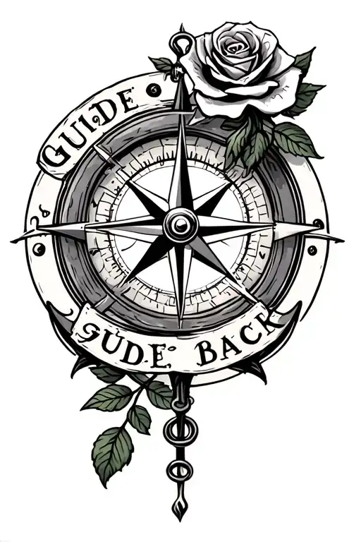 compass, anchor and rose that says guide me back tattoo tattoo design idea