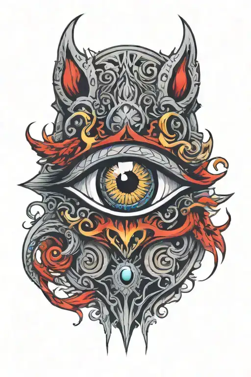 demonic eye, representing beauty is in the eye of the beholder tattoo design idea