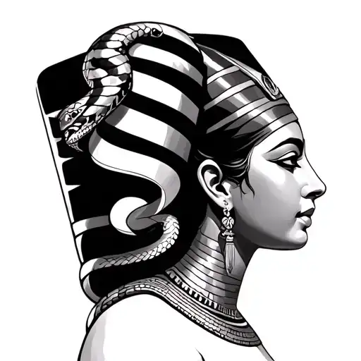 nefertiti side view with cobra tattoo design idea