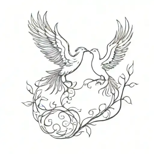 The Phoenix and the Tree of Life tattoo design idea