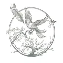 The Phoenix and the Tree of Life tattoo design idea