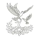 The Phoenix and the Tree of Life tattoo design idea