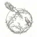 The Phoenix and the Tree of Life tattoo design idea