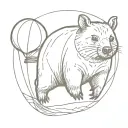 wombat with parachute tattoo design idea