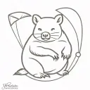 wombat with parachute tattoo design idea