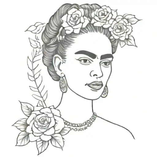 Frida Kahlo with the words "Long live the simple life" tattoo design idea