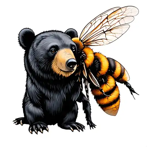 Bear And Bee tattoo design idea