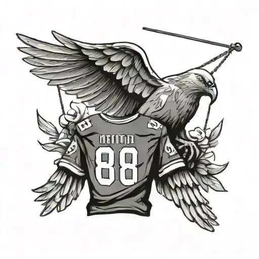 #8 football jersey on a hanger with doves flying around tattoo design idea